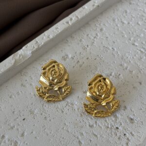 עגילי פרח - ציפוי זהב